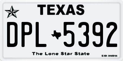 TX license plate DPL5392