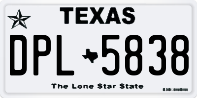 TX license plate DPL5838