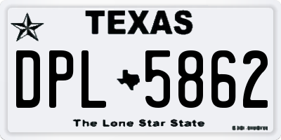 TX license plate DPL5862