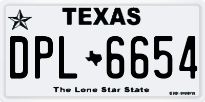 TX license plate DPL6654