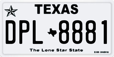 TX license plate DPL8881