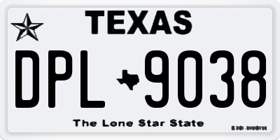 TX license plate DPL9038