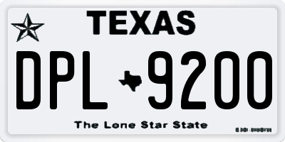 TX license plate DPL9200
