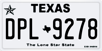 TX license plate DPL9278