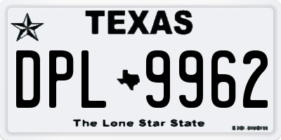 TX license plate DPL9962