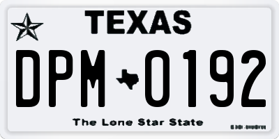 TX license plate DPM0192