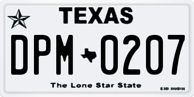 TX license plate DPM0207