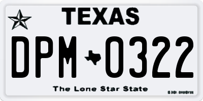 TX license plate DPM0322