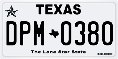 TX license plate DPM0380