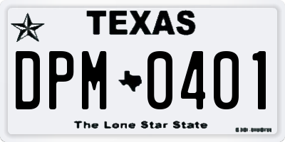 TX license plate DPM0401