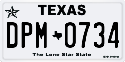 TX license plate DPM0734