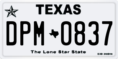 TX license plate DPM0837