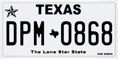TX license plate DPM0868