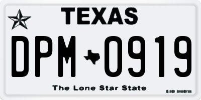 TX license plate DPM0919