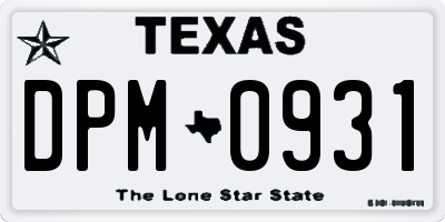 TX license plate DPM0931