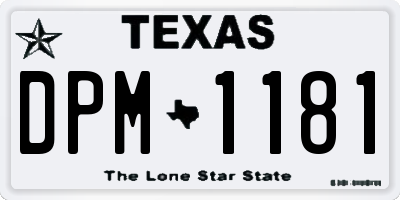 TX license plate DPM1181