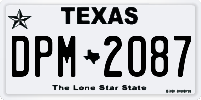 TX license plate DPM2087