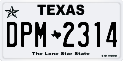 TX license plate DPM2314