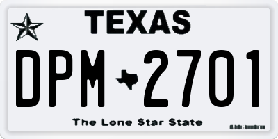 TX license plate DPM2701