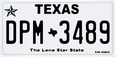 TX license plate DPM3489