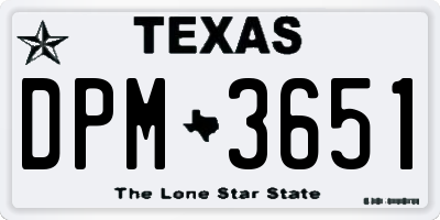 TX license plate DPM3651