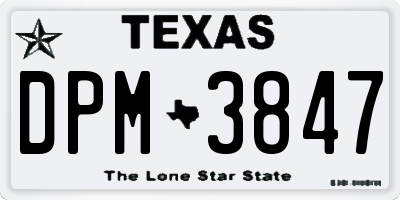 TX license plate DPM3847