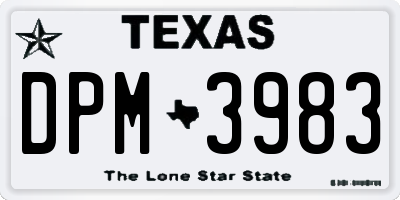 TX license plate DPM3983
