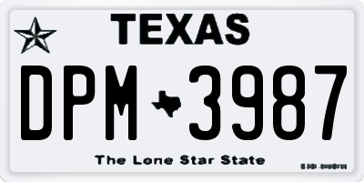 TX license plate DPM3987