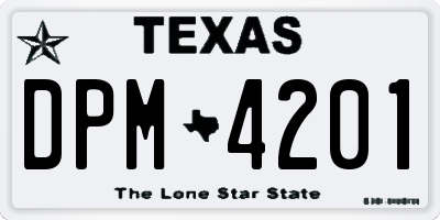 TX license plate DPM4201