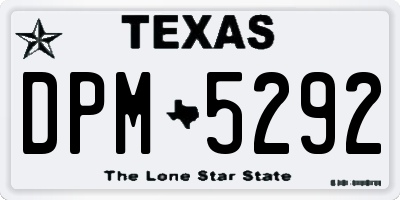 TX license plate DPM5292