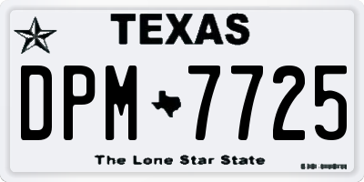 TX license plate DPM7725