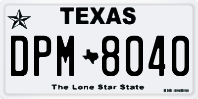 TX license plate DPM8040