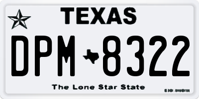 TX license plate DPM8322