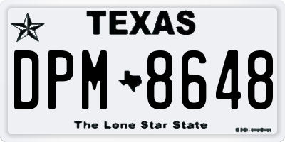 TX license plate DPM8648