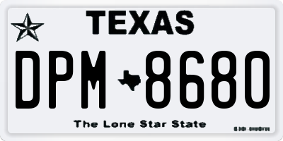 TX license plate DPM8680