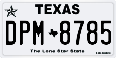 TX license plate DPM8785