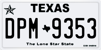 TX license plate DPM9353