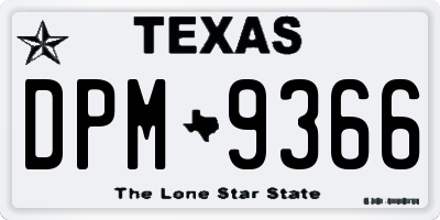 TX license plate DPM9366