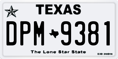 TX license plate DPM9381