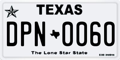 TX license plate DPN0060