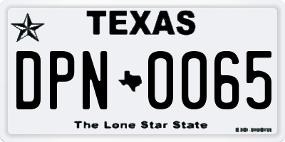 TX license plate DPN0065