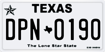 TX license plate DPN0190