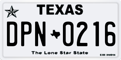 TX license plate DPN0216