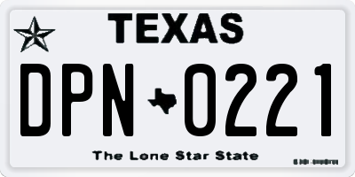 TX license plate DPN0221