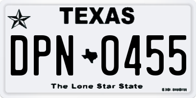 TX license plate DPN0455
