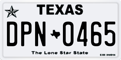 TX license plate DPN0465