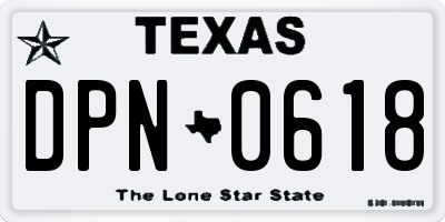TX license plate DPN0618