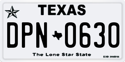 TX license plate DPN0630