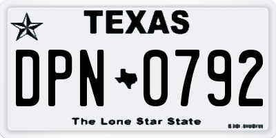 TX license plate DPN0792