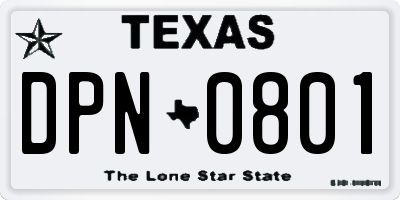 TX license plate DPN0801